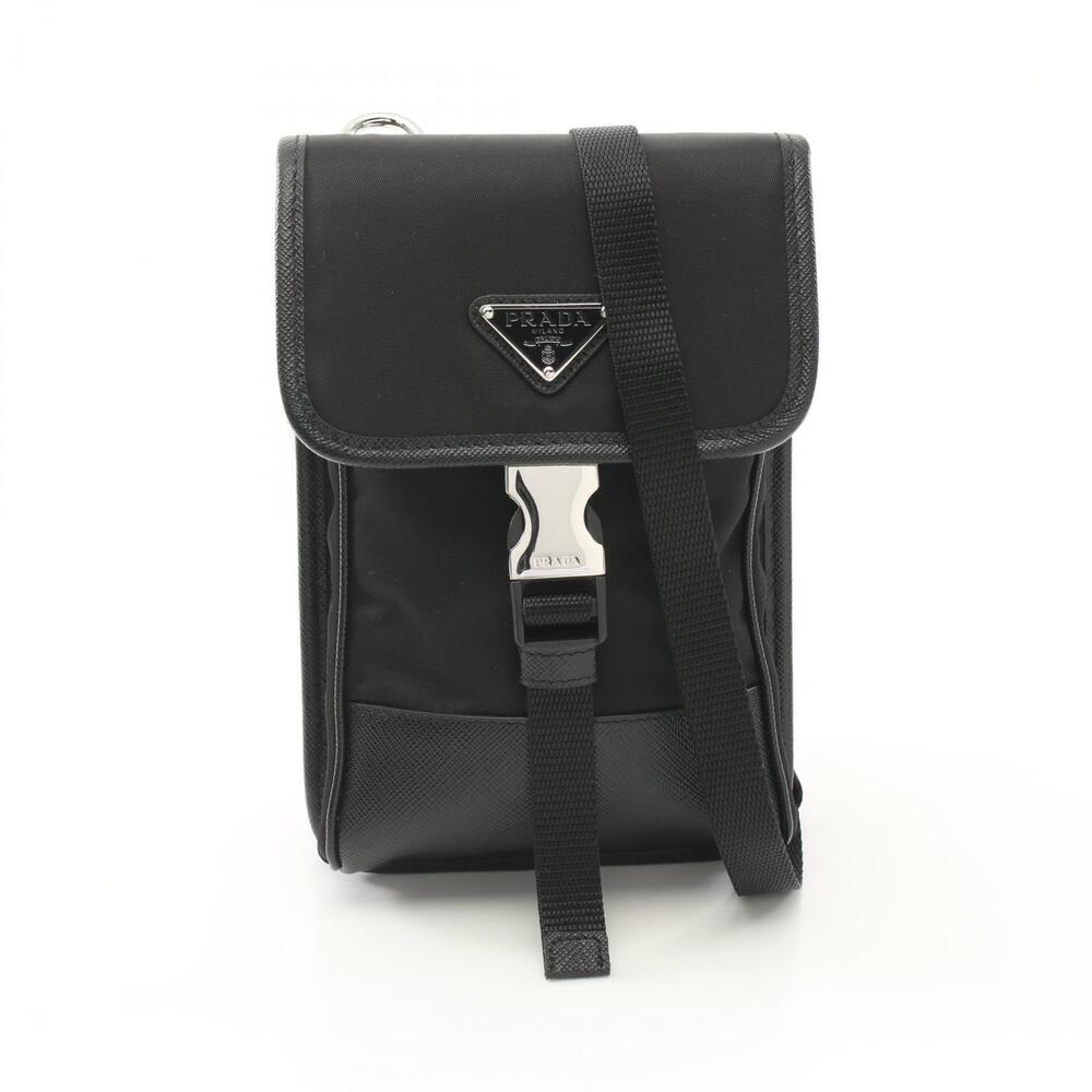 Prada TESSUTO SAFFIAN Shoulder Bag Saffiano Leather Black New